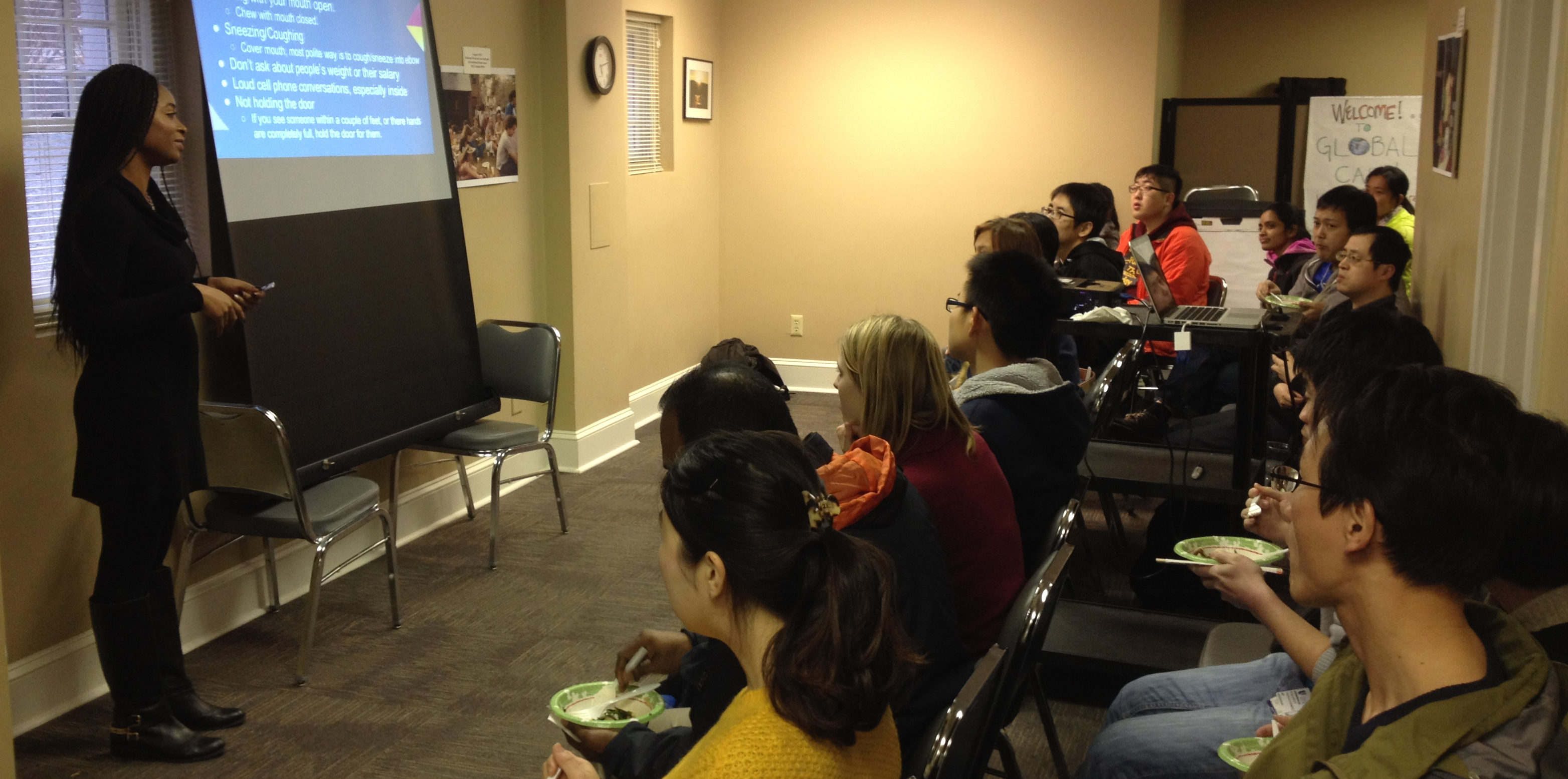 Instructor with students in an International House program.