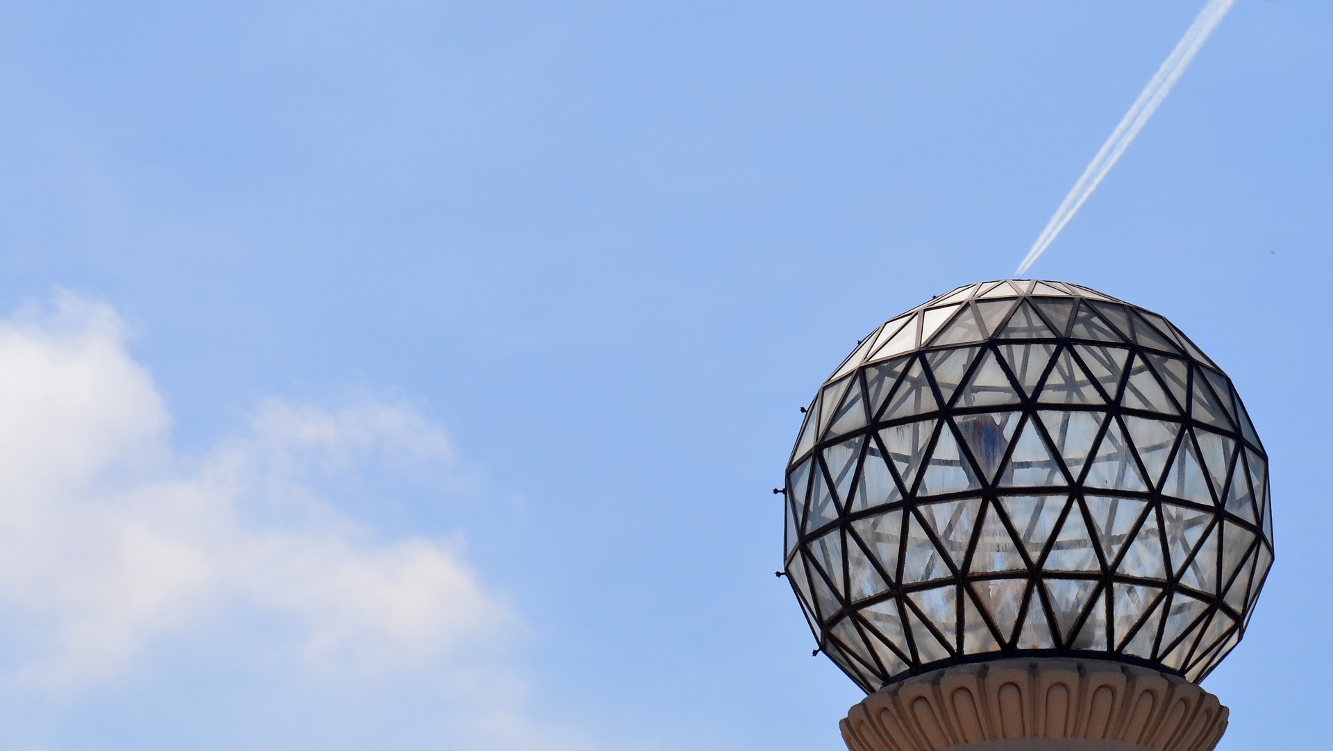 geodesic dome and sky