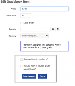 sakai gradebook settings