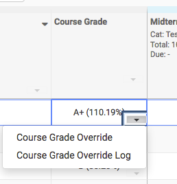 course grade column