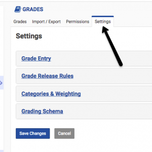 sakai gradebook settings