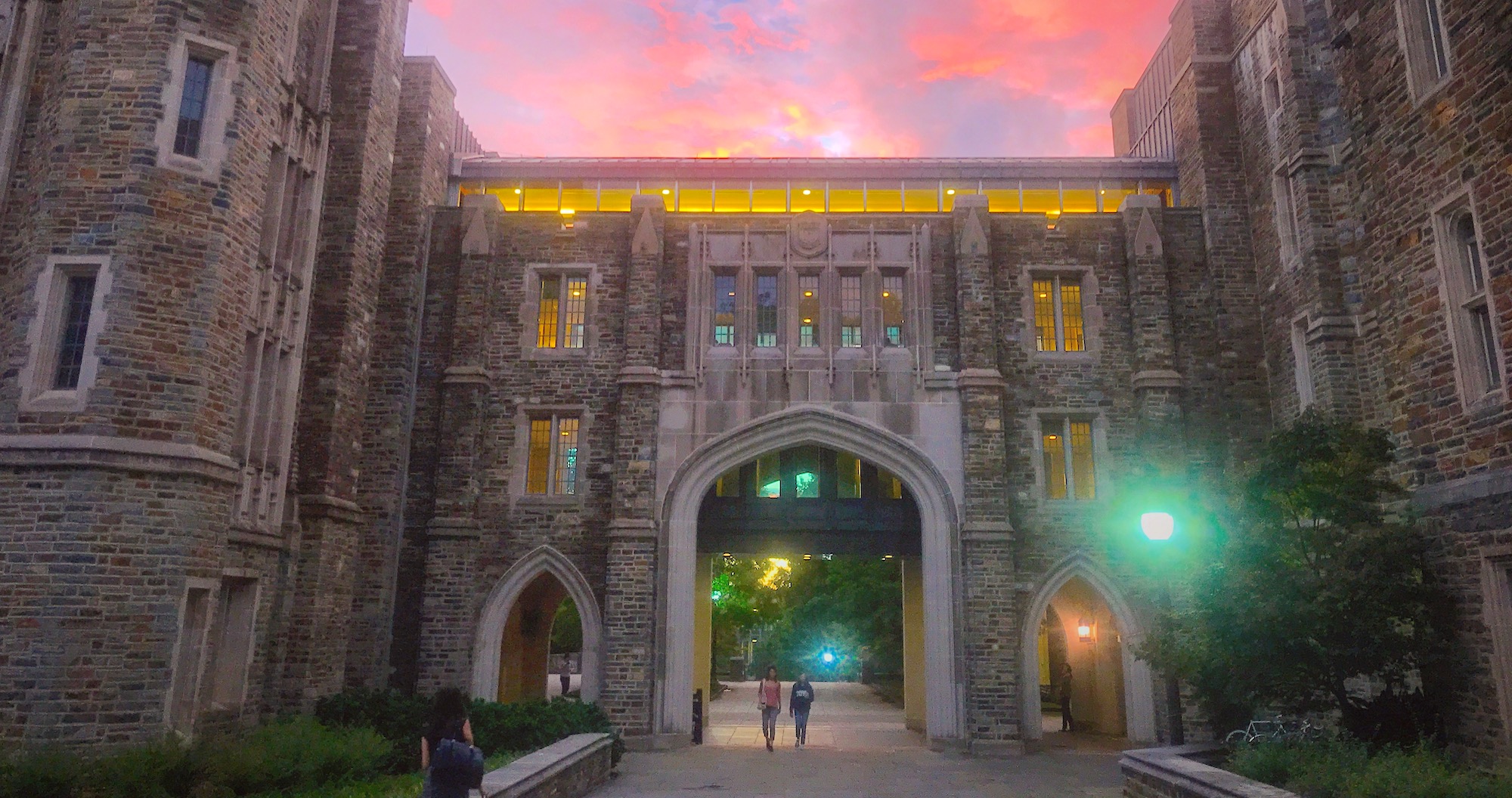 sunset over Perkins library