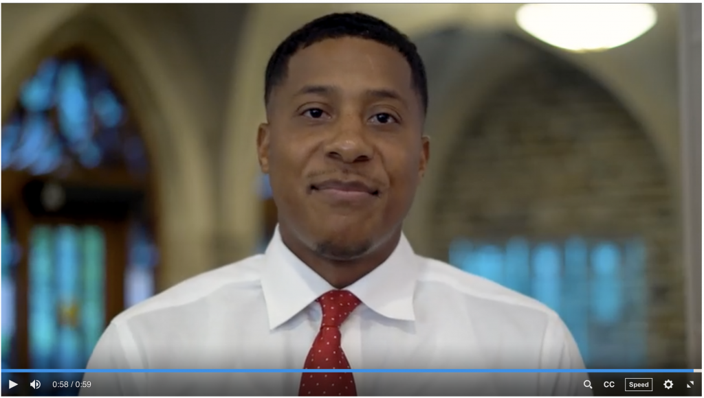 Screenshot of Dean Martin Smith addressing Duke first-years 