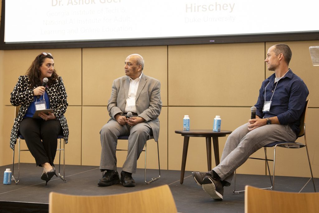 Yakut Gazi begins the fireside chat with Ashok Goel and Matt Hirschey.