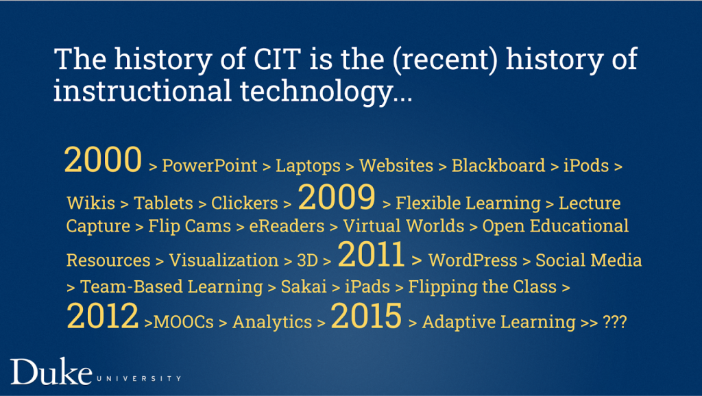 The history of CIT is the (recent) history of instructional technology.